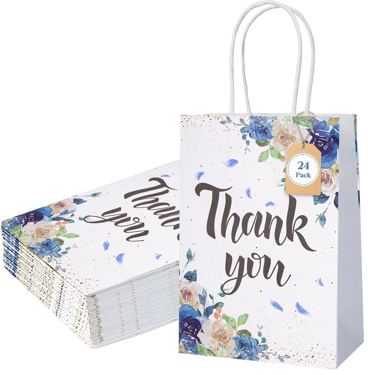 Dailygoods- Bedankzakjes 24 Stuks - A5-formaat - Geschenktas met Handgrepen - Bloemenpapier - Bruiloft/Bruidsdouche - Elegant Ontwerp - Geschenkzakjes