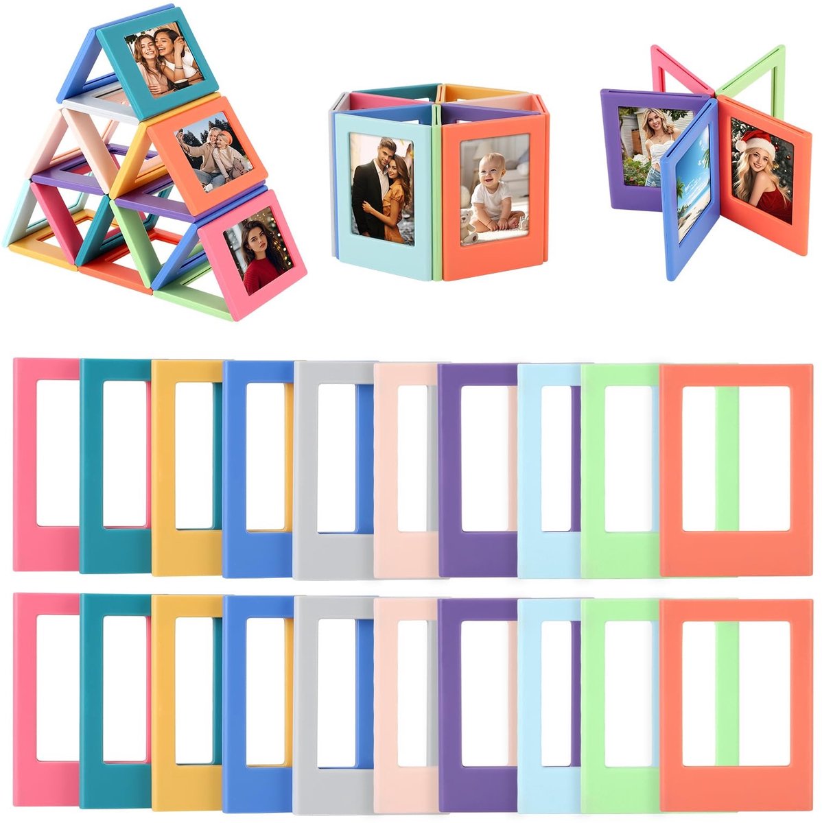 Dailygoods- Fotolijsten Set van 20 - Magnetische Fotolijsten - Creatieve Kleurrijke Fotolijsten - Fotodisplay voor Koelkast - Thuis Kantoor - Comfortabele Keuze