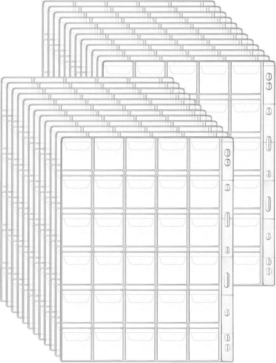 Thijox - 12 Vel Muntenverzamelingspagina's Muntenalbum Portemonnee Case met 9 Hole en 30 Zakken 35mm x 35mm voor Verzamelingen en Hobby's