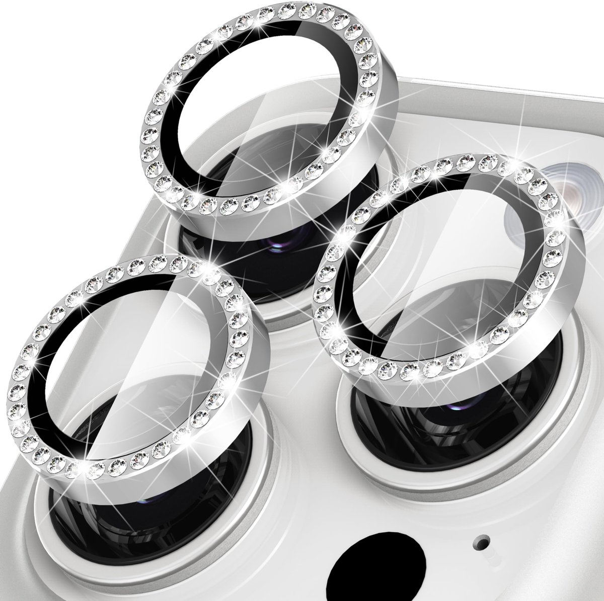 Dailygoods- Lensbeschermer HD Diamantinlay - Camera Protector iPhone 15 Pro - Camera Protector iPhone 15 Pro Max - Krasbestendig Glas - Aluminium Frame - Optimale Camerabescherming
