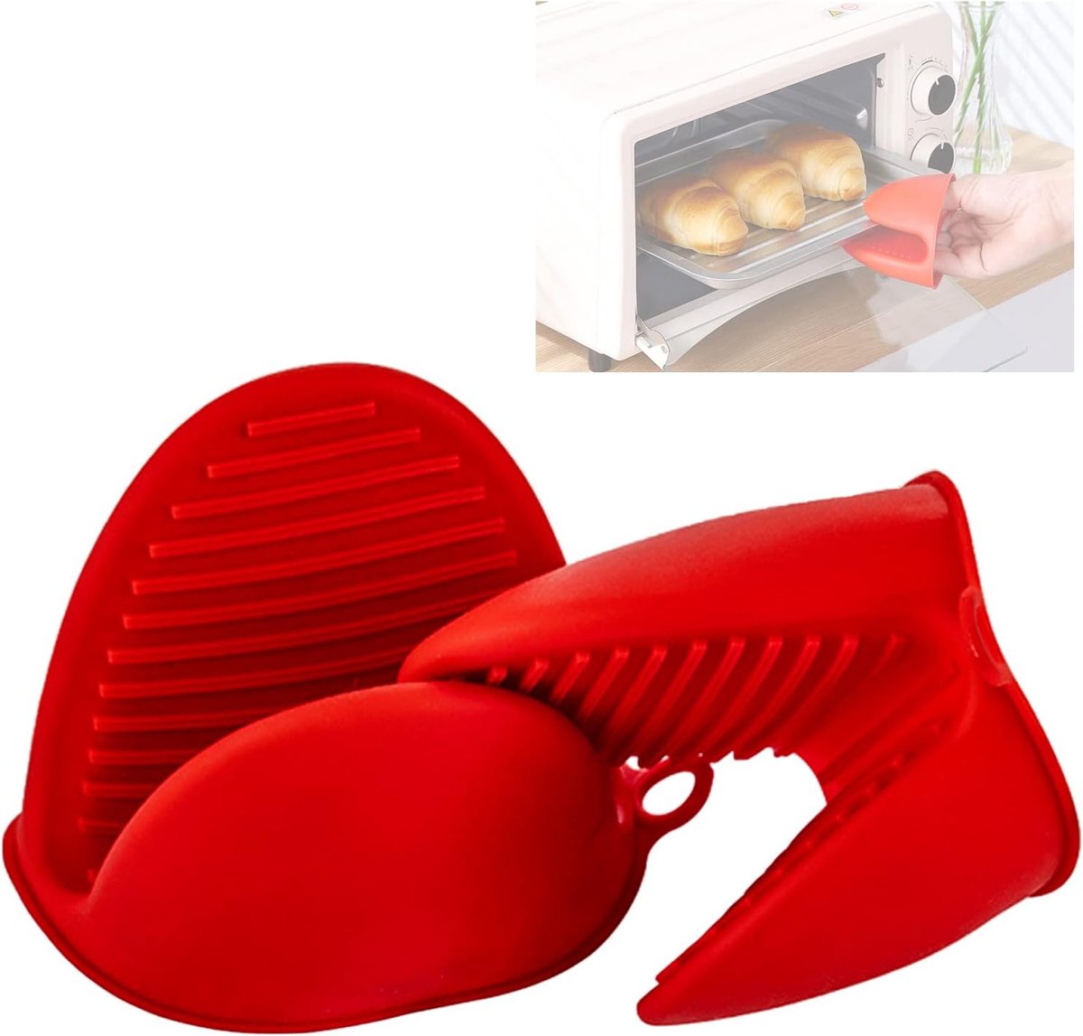 Thijox - Mini Oven Handschoenen Silicone - Hittebestendige Siliconen Oven Mitts - Koken Pinch Mitts Pannenlap voor Keuken Koken & Bakken - 2 Stuks - Z