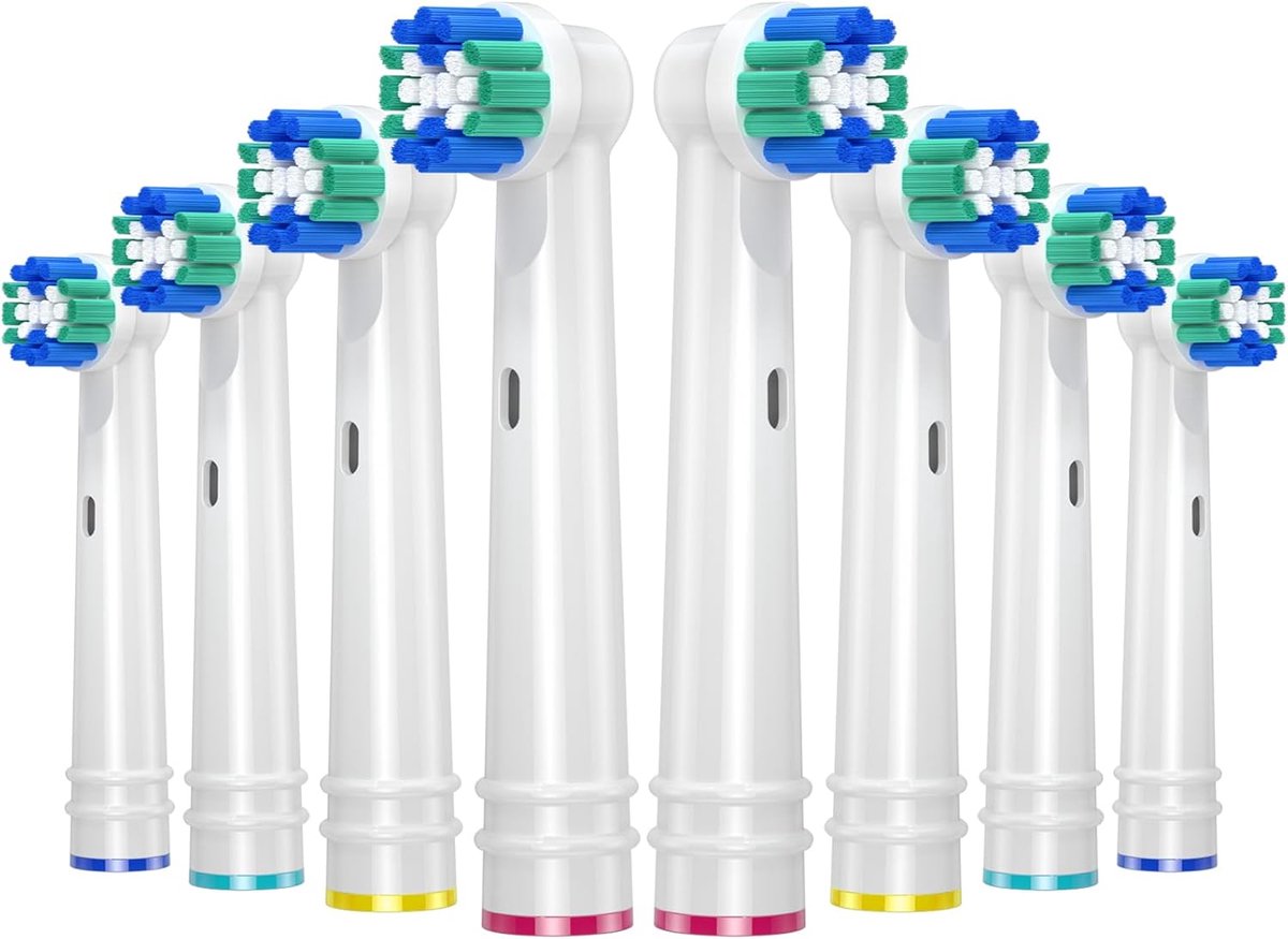Thijox - Vervangingsborstelkoppen voor elektrische tandenborstel, 8 stuks opzetborstels, Classic Precision Clean, geschikt voor Professional Care, Vit