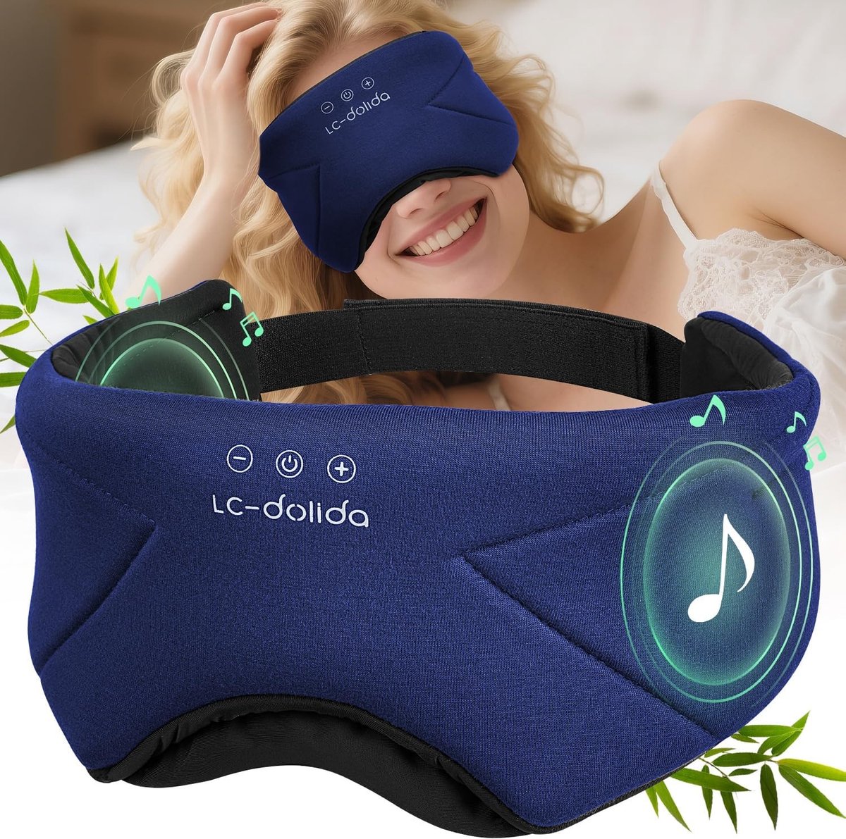 Bamboe slaapmasker met hoofdtelefoon, 3D bluetooth oogmasker voor ontspanning en betere slaapkwaliteit