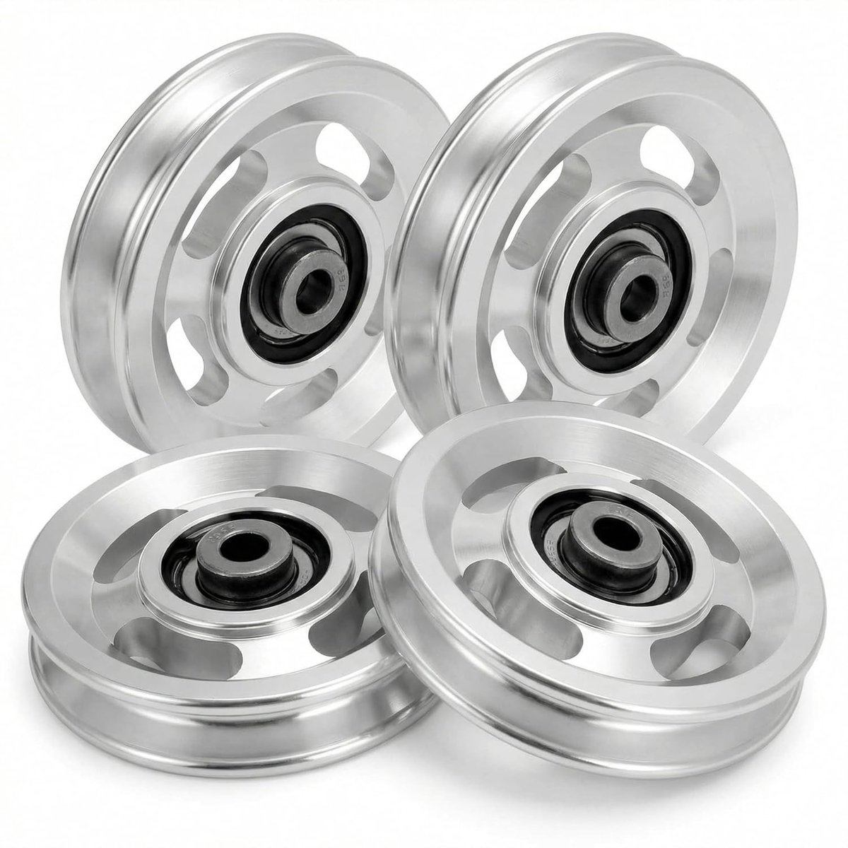 95mm pulley van aluminiumlegering, draagvermogen tot 300kg, ideaal voor sportuitrusting en garagedeuren, set van 4 stuks
