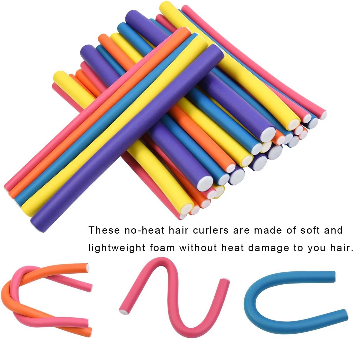 SnelShoppen - 30pcs Heatless Hair Rollers Flexibele Haarkrullers Kleurige Curling Iron voor Lang, Medium en Kort Haar - Ideaal voor Feest en Dagelijks
