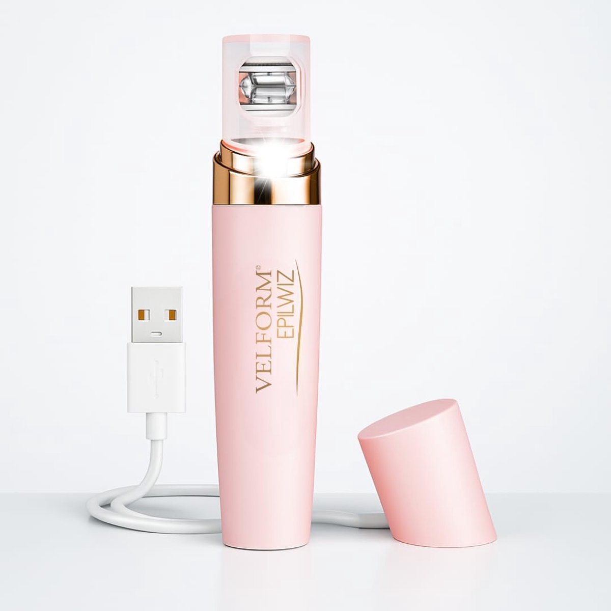Thijox - Oplaadbare Lichaam-Epilator Velform Epilwiz - Geavanceerd Ontharingssysteem met USB-kabel, LED-Licht, 18 Karaat Vergulde Kop voor Alle Huidty