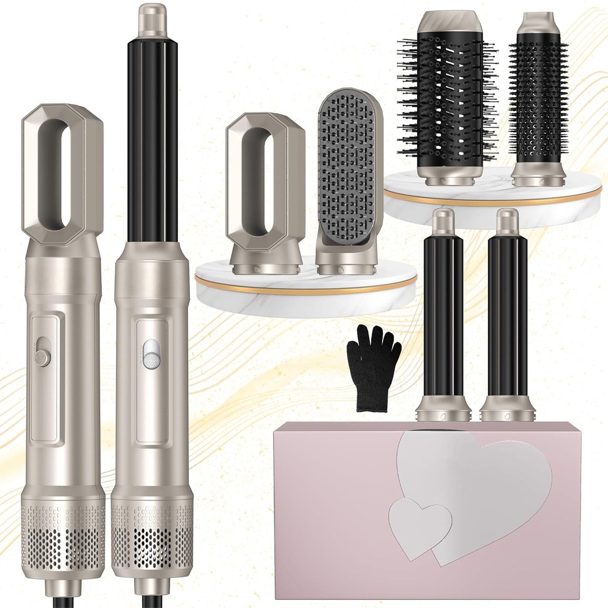 Thijox - 6-in-1 Haarstyler | Airbrush Föhnborstel, Heteluchtborstel, Air Curler, Stijlborstel, 1000W voor Alle Haartypes