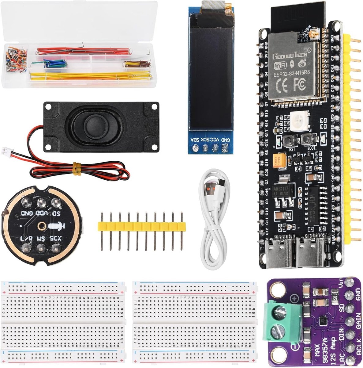 Set ESP32-S3 N16R8 Ontwikkelbord met Programmeren, Xiaozhi AI Stemmachine en 0.91-Inch OLED Kit voor Innovatieve Projecten