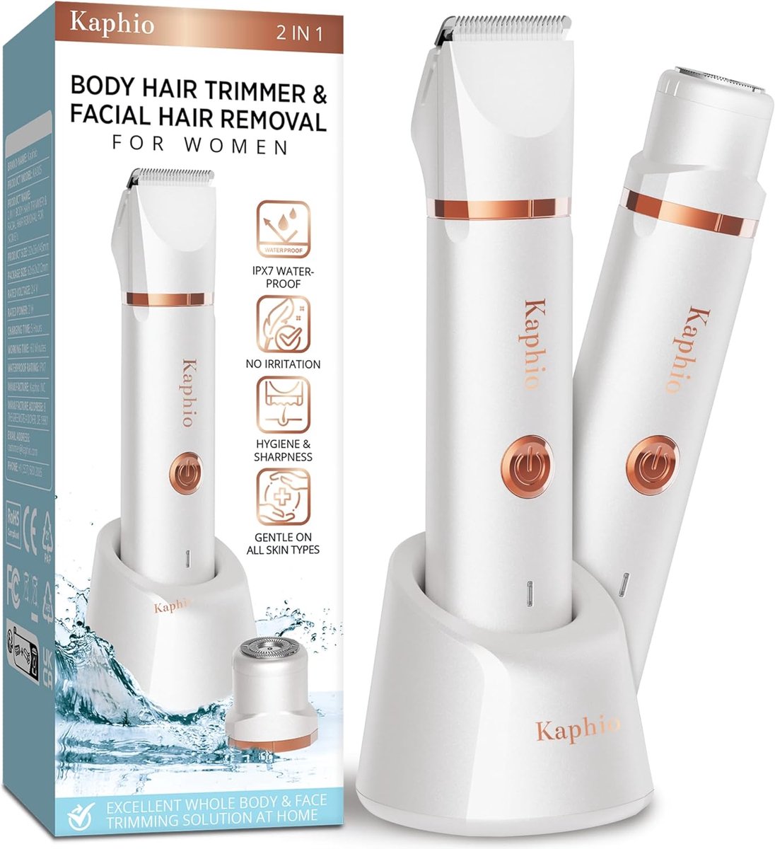 SnelShoppen - Bikini Trimmer voor Vrouwen - 2-in-1 Elektrische Scheermes met Oplaadbare Accu - IPX7 Waterproof Scheerapparaat voor Lichaam, Onderarmen