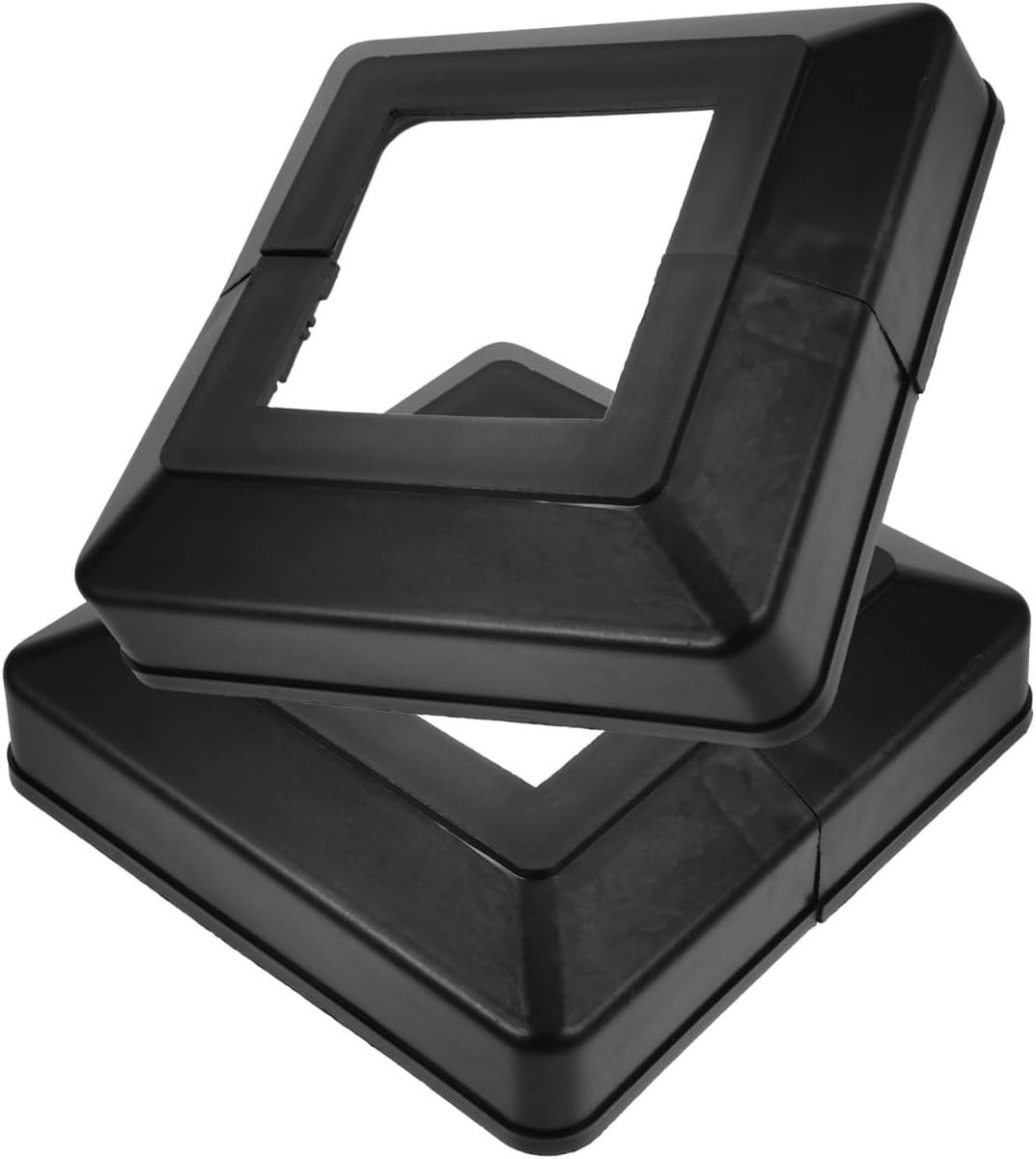 Decoratieve vierkante buisafdekking voor lantaarnpalen, hekposts en trapleuningen - Zwart plastic, set van 2, 12,5 x 12,5 x 3,2 cm, ideaal voor tuin en buitengebruik