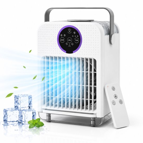 DreamGoods Aircooler - Refroidisseur d'air avec eau ou glace - Refroidisseur d'air portable 3-EN-1 - Refroidir, Ventiler et Humidifier - Climatiseur mobile - Climatiseur sans tuyau d'évacuation - Ventilateur - Ventilateur tour - Ventilateur de table