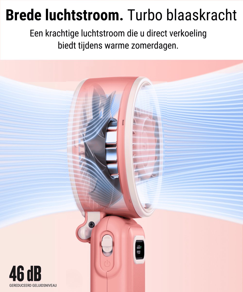 Diveblues® Handventilator Oplaadbaar - Premium Personal Fan - AIR 100 – High Speed Blaaskracht – 100 Snelheden – LED Scherm - Handwaaier – Waaier – Draagbare Ventilator - Koelt écht — afbeelding 3