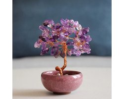 Amethist Edelsteenboom – Handgemaakte Kristallen Boom Decoratie – Rust & Intuïtie