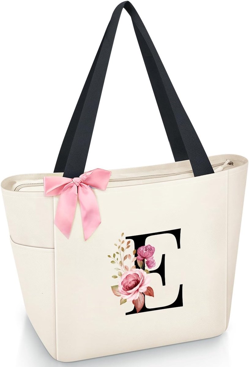 Vavabox A-Z Initial Personalized Tote Bag, Waterproof Gifts for Women, Bridesmaids, Mom, Teachers, Friends - ShopVlot