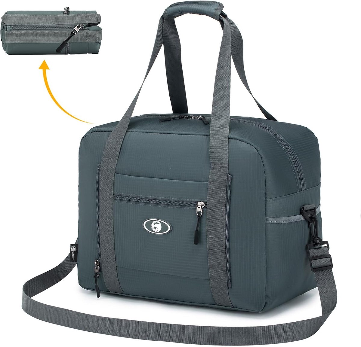 Thijox - Opvouwbare Weekendtas Handbagage 40x30x20 cm - Sporttas Koffertas Waterdichte Nylon Schoudertas voor Reis, Ziekenhuis, Camping - Grijs