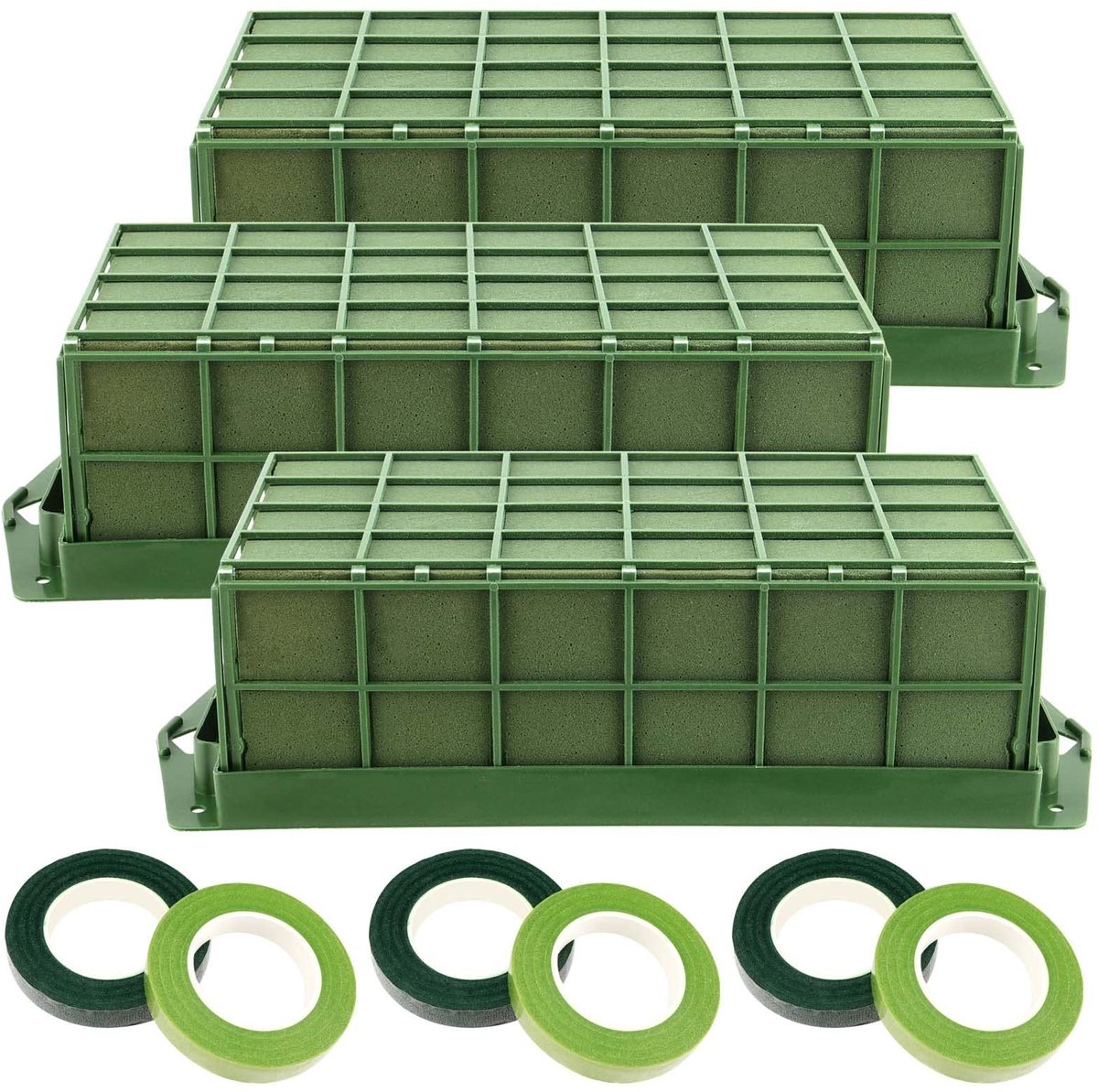 Inovra- Bloemenschuimkooi 3 Stuks - Rechthoekige Bloemenhouder - Tape - Geschikt voor Bloemstukken - Compact en Decoratief - Hoogwaardige Materialen