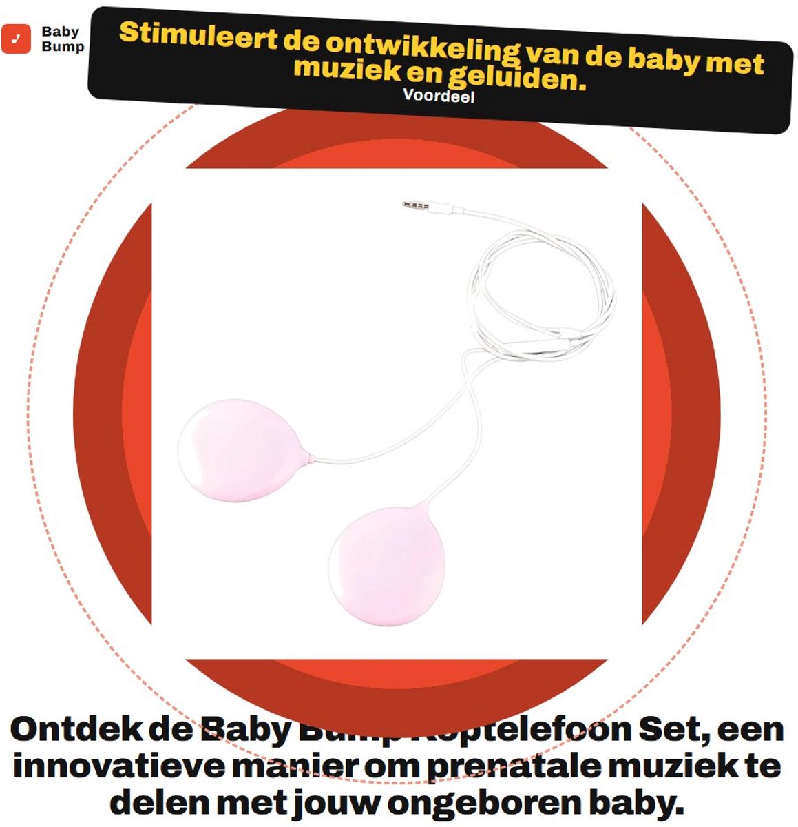 Dailygoods - Baby Bump Koptelefoon Set - Prenatale Muziek - Draagbaar en Lichtgewicht - Geluiden en Stemmen voor Baby - Perfect Cadeau voor Zwangere V...