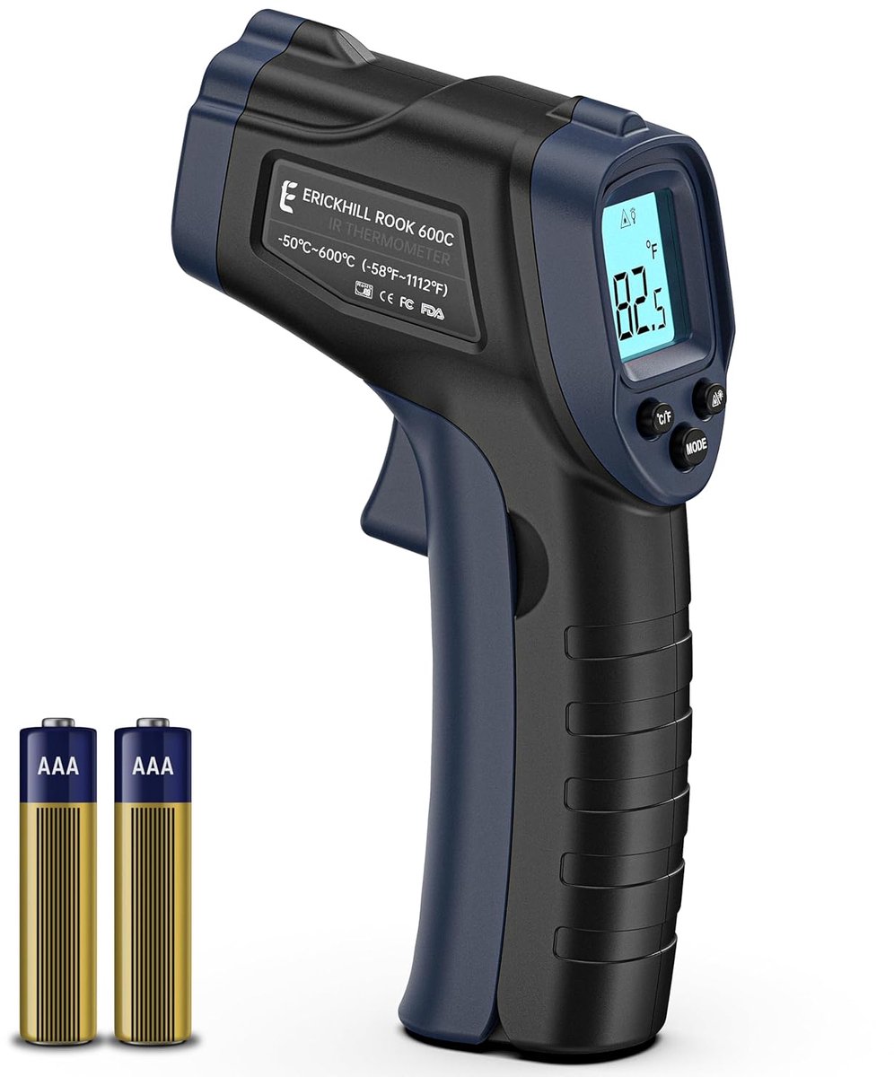 SnelShoppen - Infraroodthermometer Contactloos Digitaal Lasertemperatuurpistool -50℃~600℃ LCD-scherm met Instelbare Emissiviteit - Koken, Barbecue, Vr