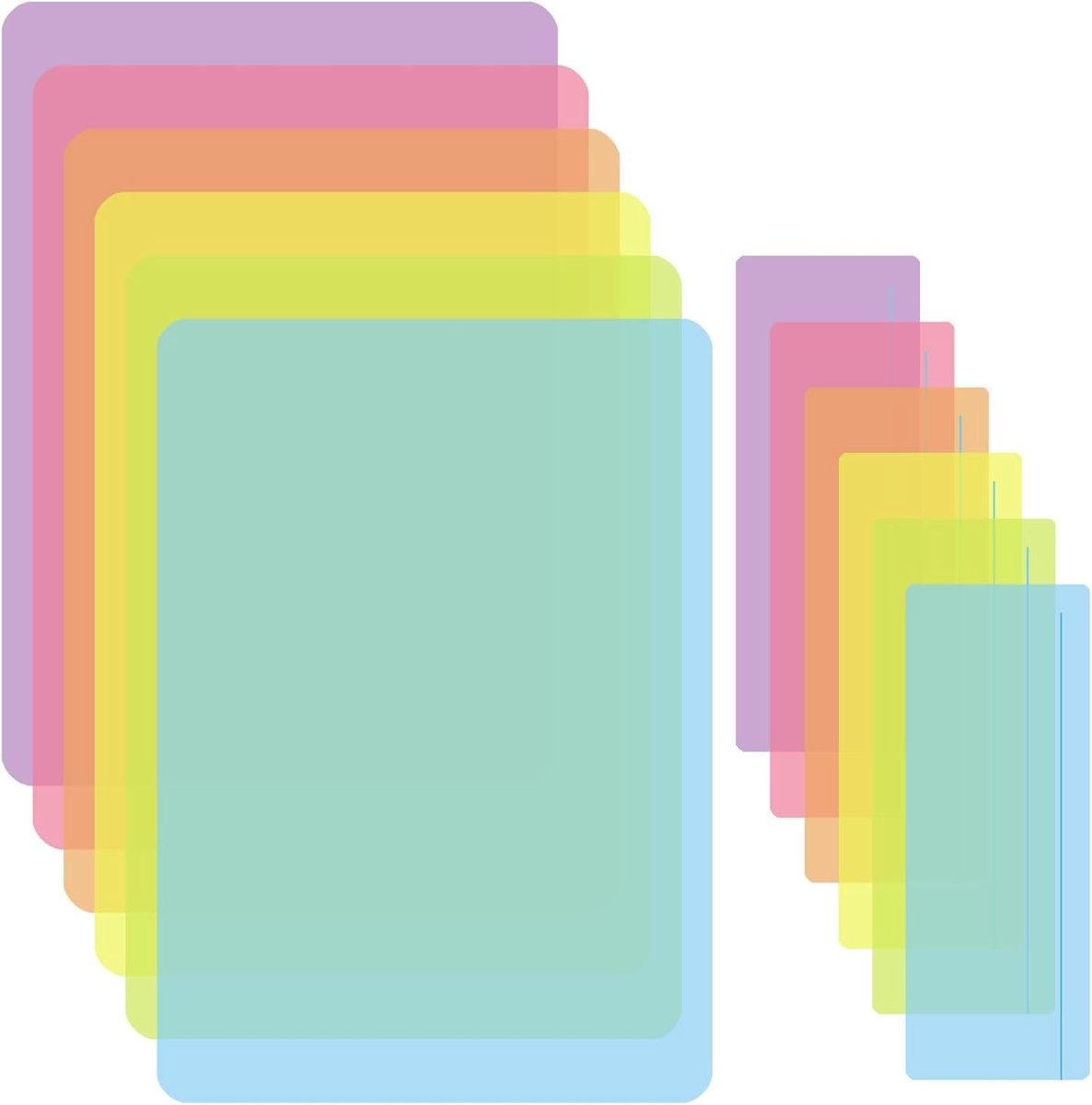 12 Stuks Dyslexie Compensatie Hulpmiddelen, A4 Kleur Overlays en Leeslinialen voor Irlens Syndroom en Leeshulpen