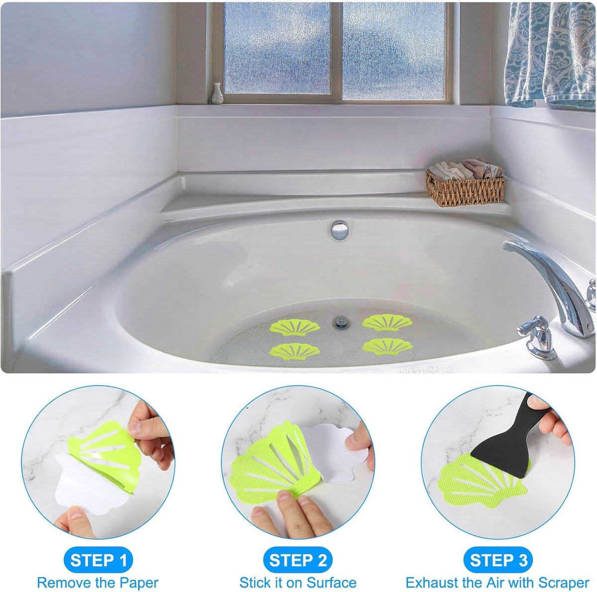 Thijox - Antislip stickers voor badkuip en douche 90 x 6 cm, 12 stuks transparante zelfklevende anti-slip stickers voor veilige vloer en trap