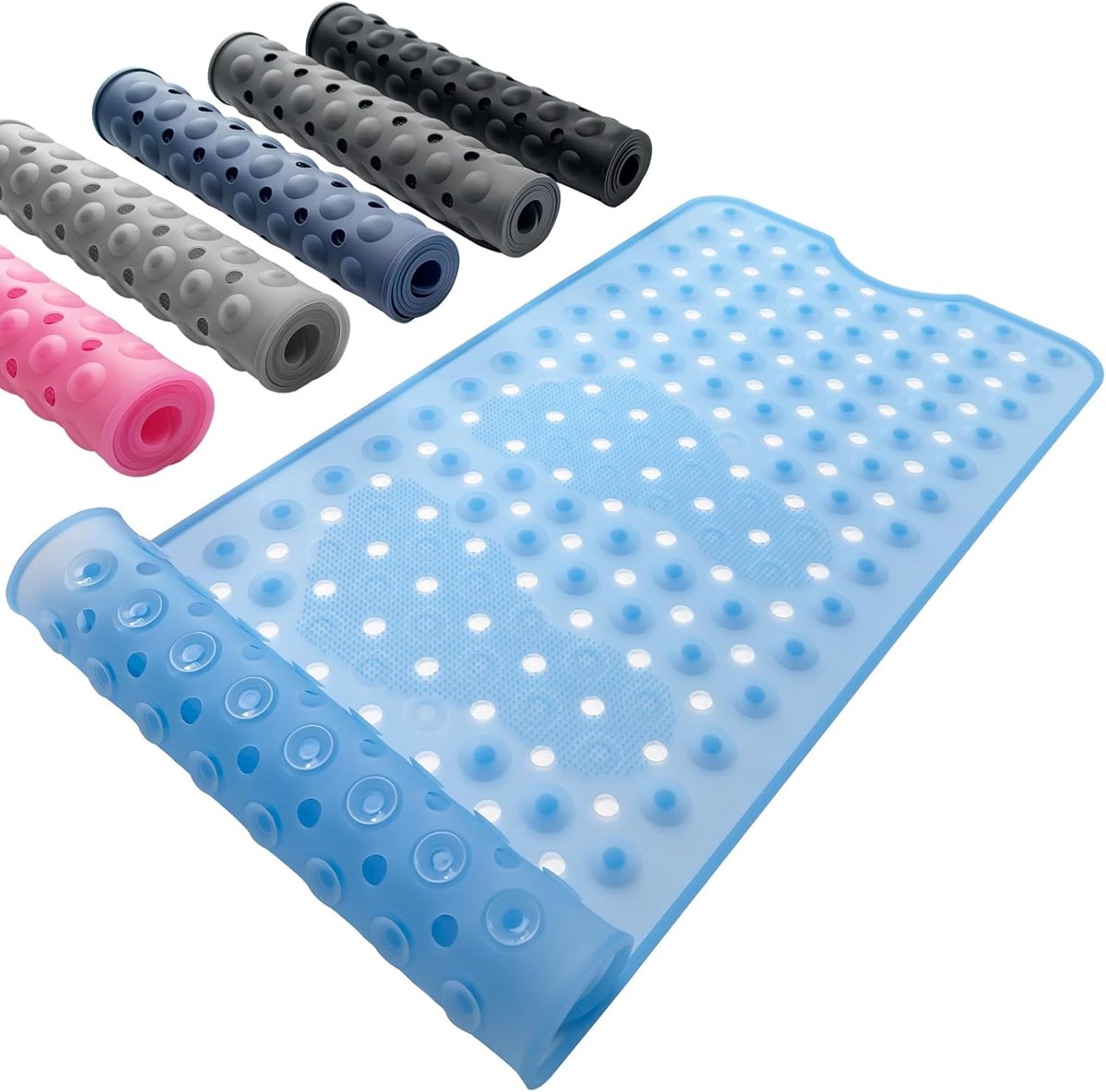 SnelShoppen - Douchemat 90 x 40cm, Antislip Badmat met Zuigcups en Afvoergaten, Machinewasbare Badmat voor Badkuip en Vloer, Zacht Onderste Materiaal,