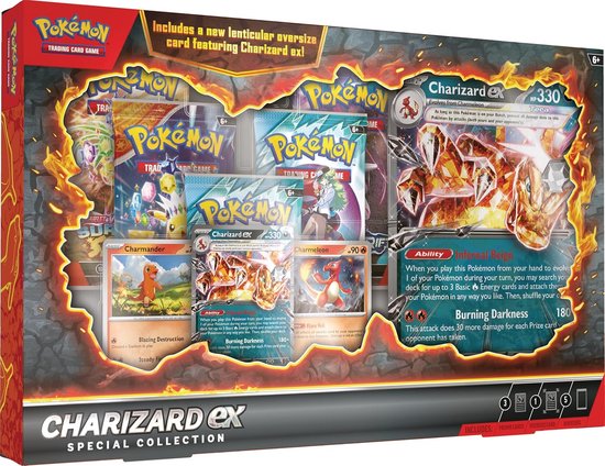 Pokémon Kaarten - Charizard EX Special Collection - Booster Bundle - 54 Kaarten Totaal - 5 Booster Packs - 2x Journey Together Booster Pack + 2x Surging Sparks Booster Packs + 1x Paradox Rift + 4 Foil Promokaarten - TCG - Box - Cards - Speelgoed