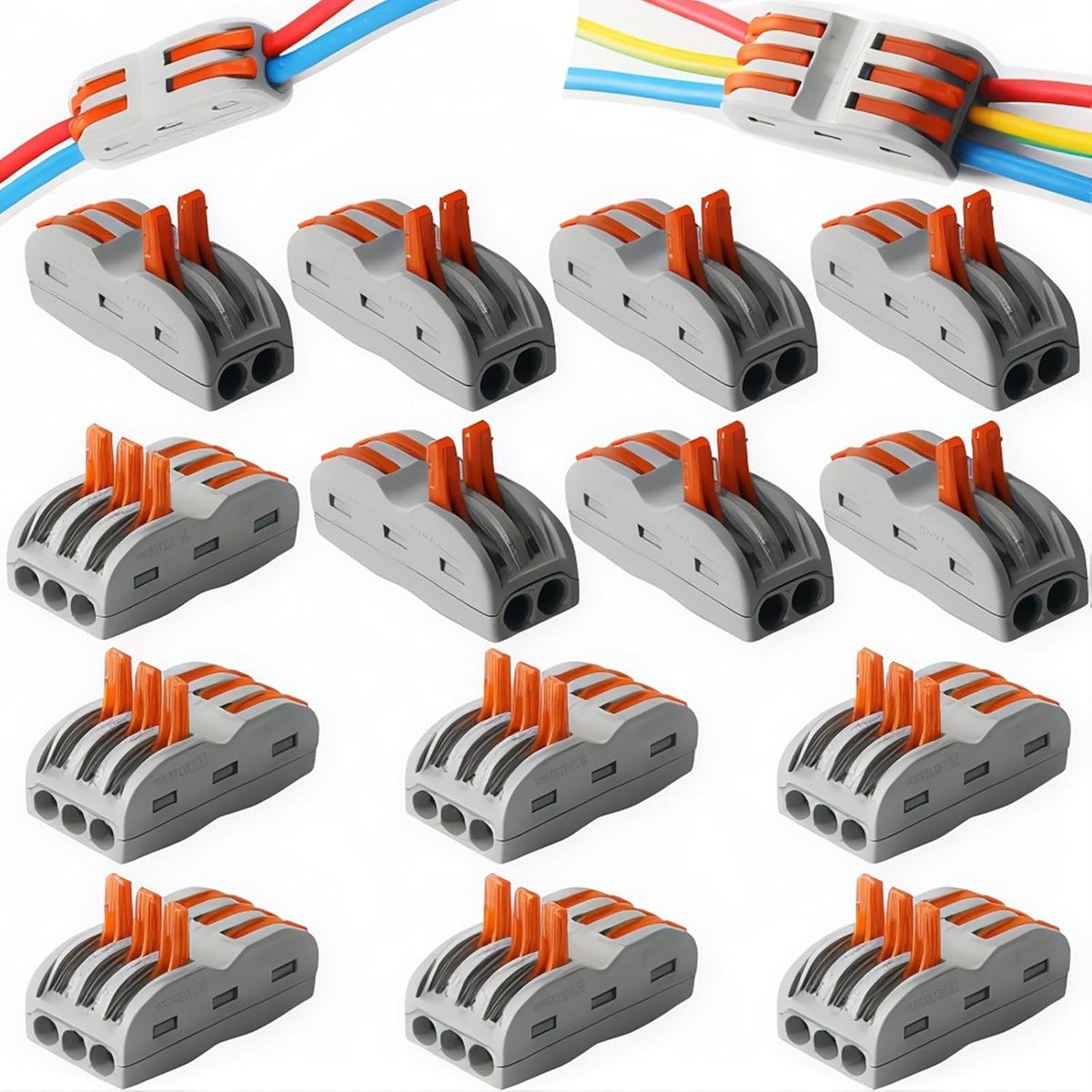 Compacte Draadverbindingen, Snelle Elektrische Aansluitingen, Eind-naar-Eind Terminal Connectoren (7 stuks x SPL-2 + 7 stuks x SPL-3) voor Betrouwbare Verbindingen en Eenvoudige Installatie