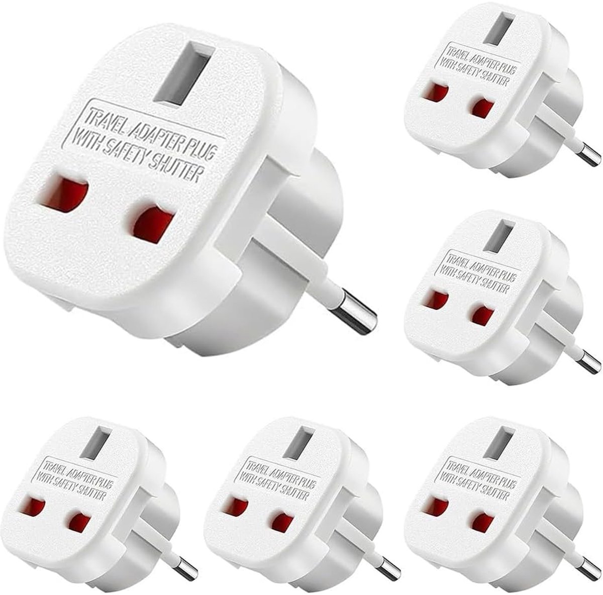 Thijox - Adapter Engelse stekker naar Frankrijk, Franse reisadapter UK naar EU, universele reisadapter, 10A/16A, vlamvertragend ABS, 240V, compact ont