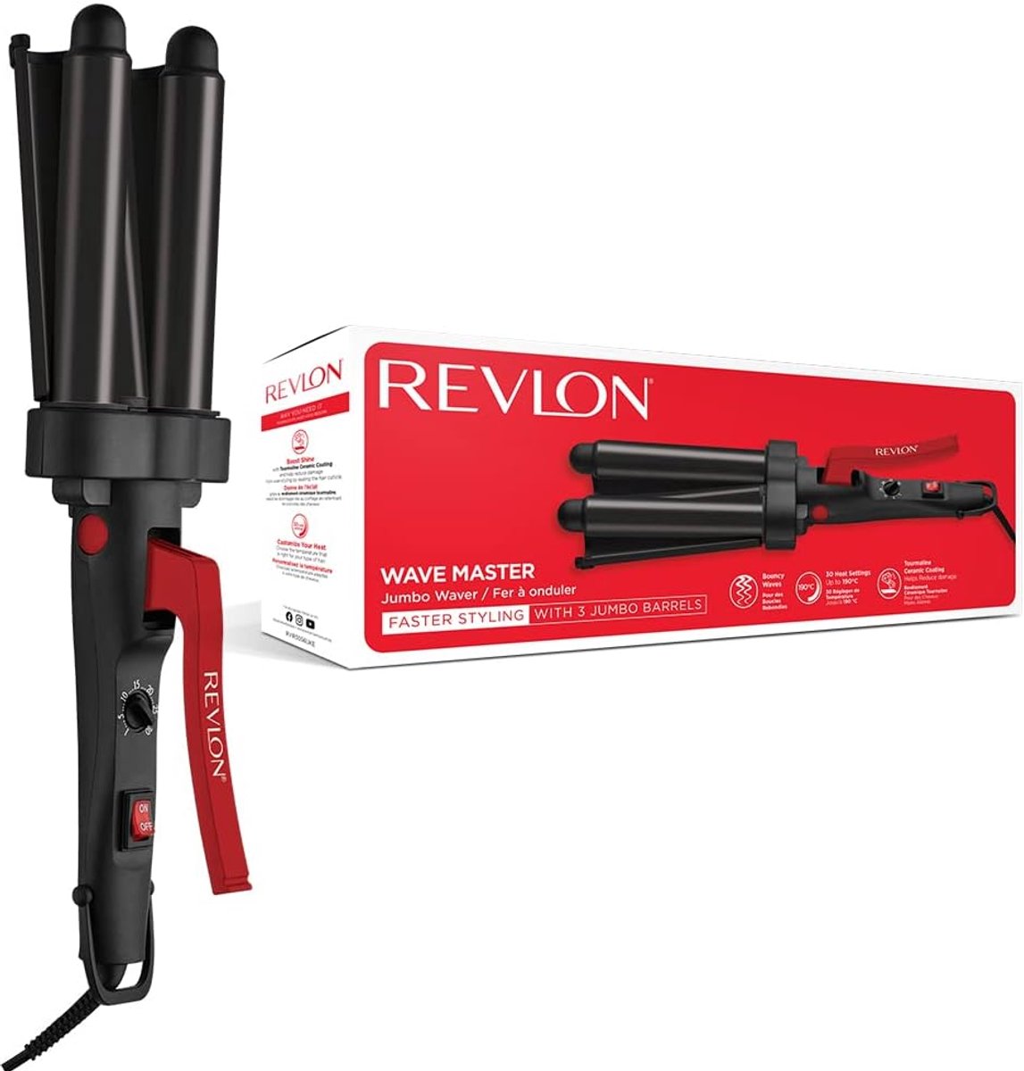 SnelShoppen - Jumbo Waver voor Golven, Keramische Coating met Toermalijn, 30 Warmtestanden tot 190°C, Haarstyling Tool voor Feest en Dagelijks Gebruik