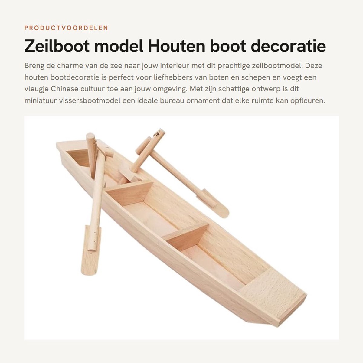 Dailygoods- Scheepsmodel Houten Bootdecoratie - Mini Zeilboot - Bureauopzetstuk - Handgemaakt - Chinese Cultuur - Schattig Ontwerp
