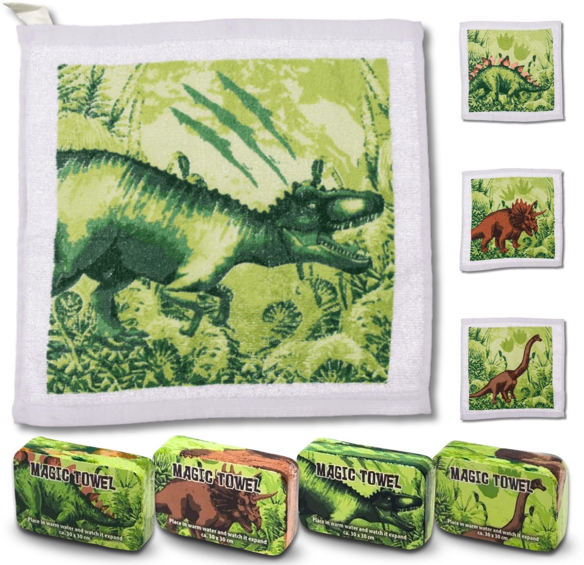 Dailygoods- Handdoeken Set - Magische Handdoeken - Katoenen Wasdoeken - 4-delig - 30x30 cm - Perfect voor Kinderen - Magische Doeken