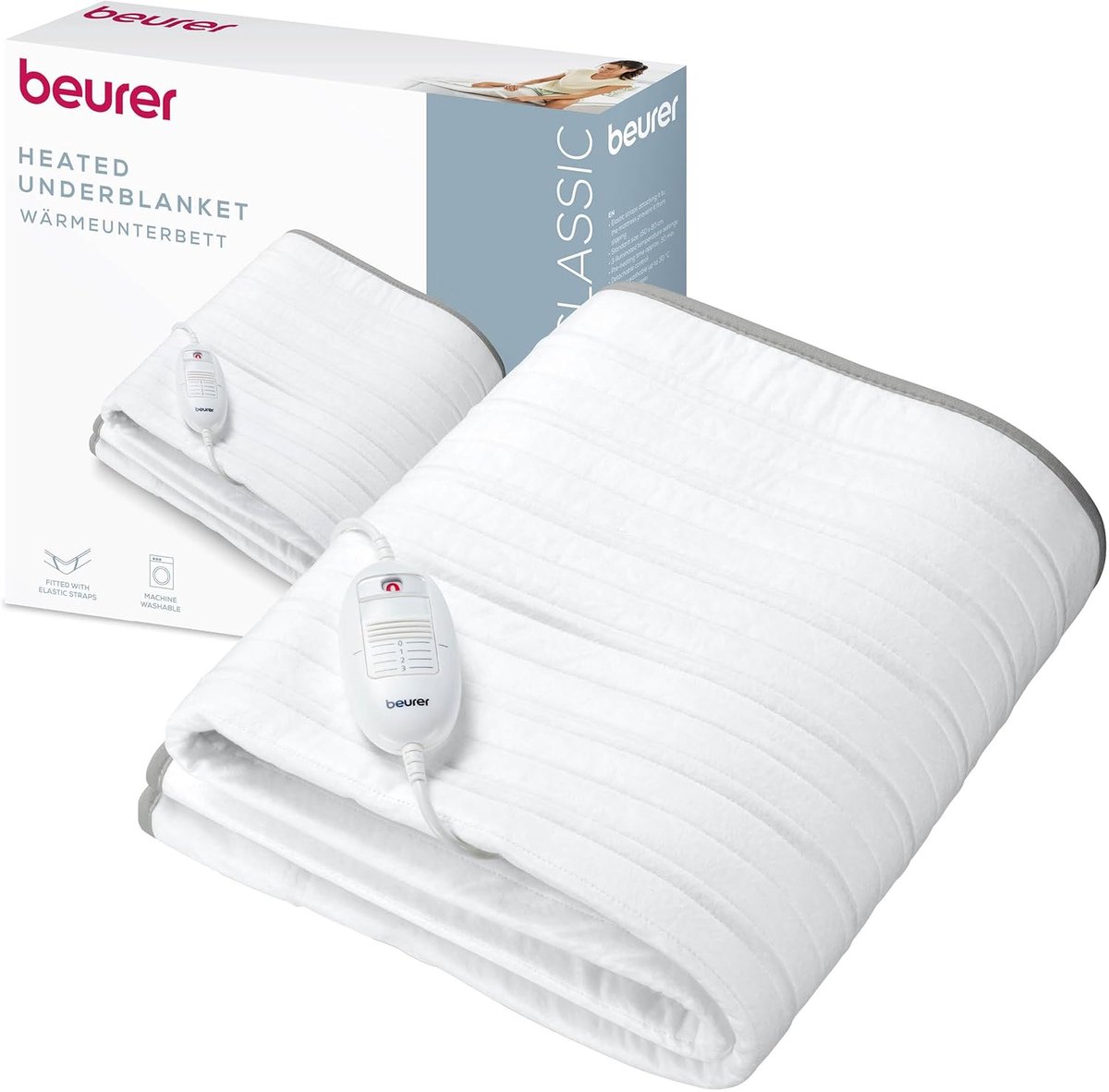 SnelShoppen - Warmte-onderbed 150 x 80 cm, Zacht Vliesmateriaal, Antislip, 3 Temperatuurniveaus, Veiligheidssysteem, Machinewasbaar, Ideaal voor Koude