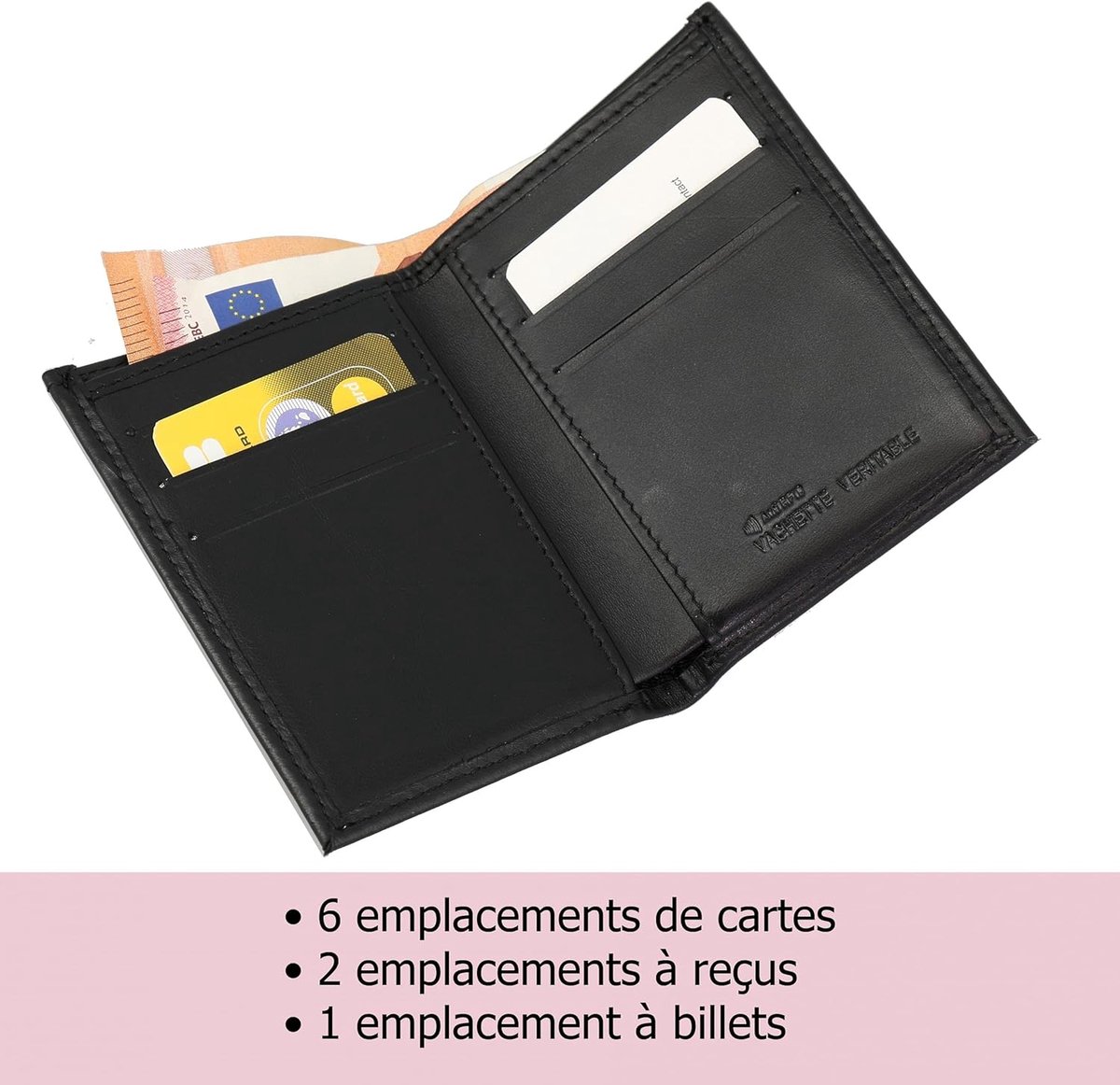 Kaarthouder rundleer - zwart - Anti-RFID - voor creditcards en loyaliteitskaarten - ShopVlot