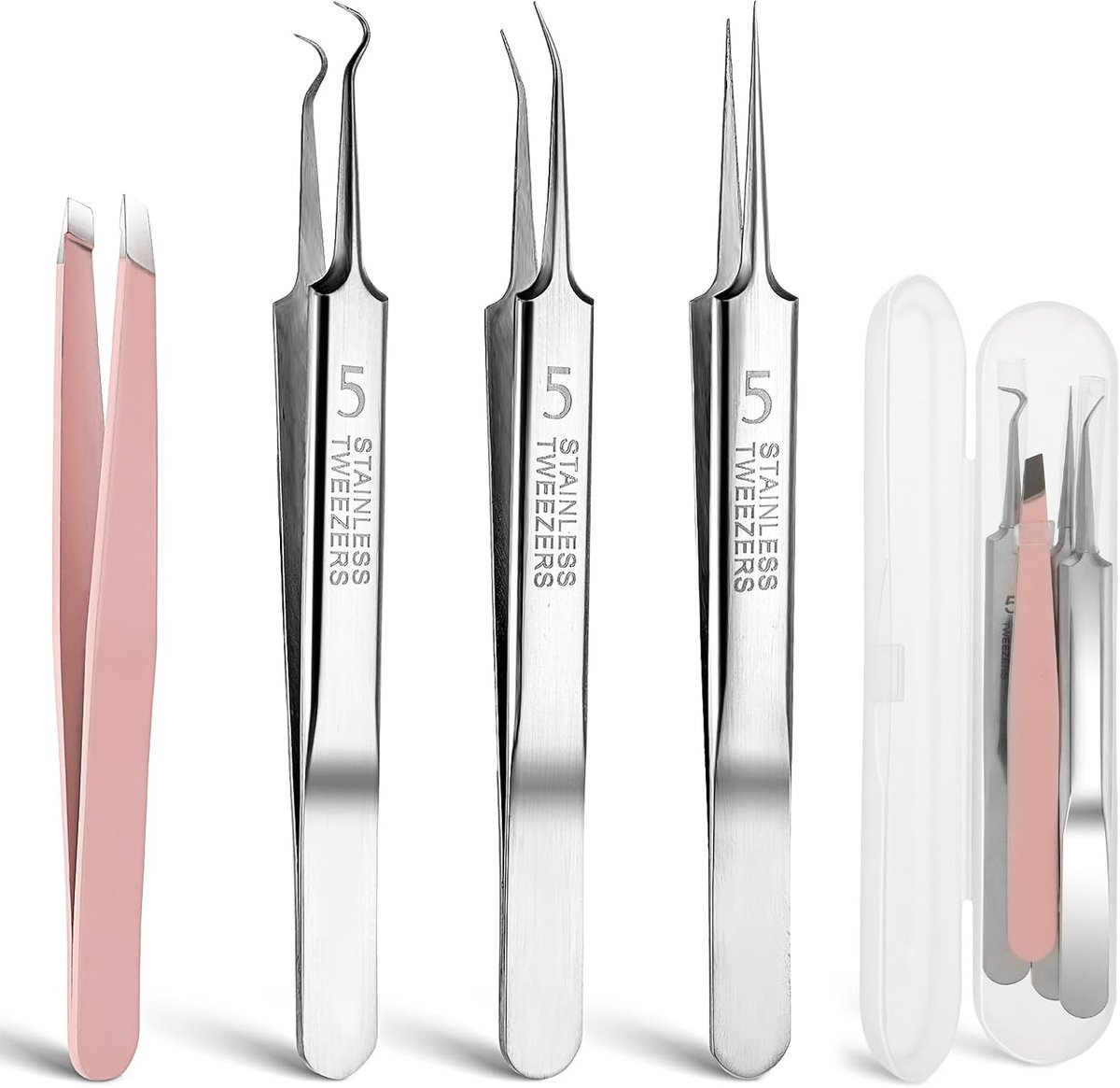 Dailygoods- Mee-eterverwijderaar Elektrisch - Pincet voor ingegroeide haren - Precisie Extractor voor Acne - Wenkbrauwpincet - Roestvrij Staal - Geschikt voor mannen en vrouwen - Acne Tool