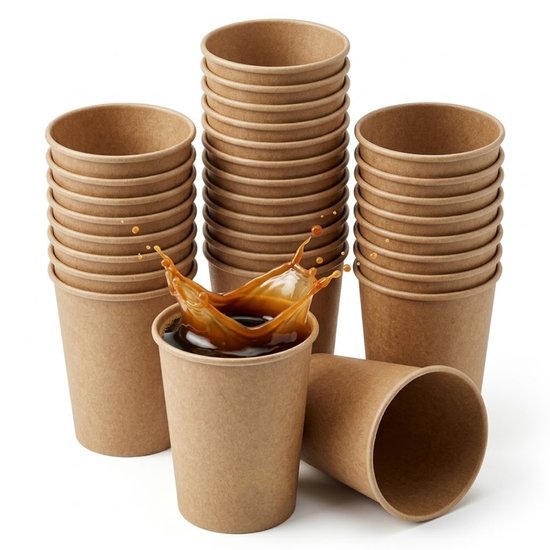 KURTT 200 Tasses à café à emporter - Tasse à café en karton marron - 8oz/200ml - gobelets, gobelets jetables, gobelets en papier