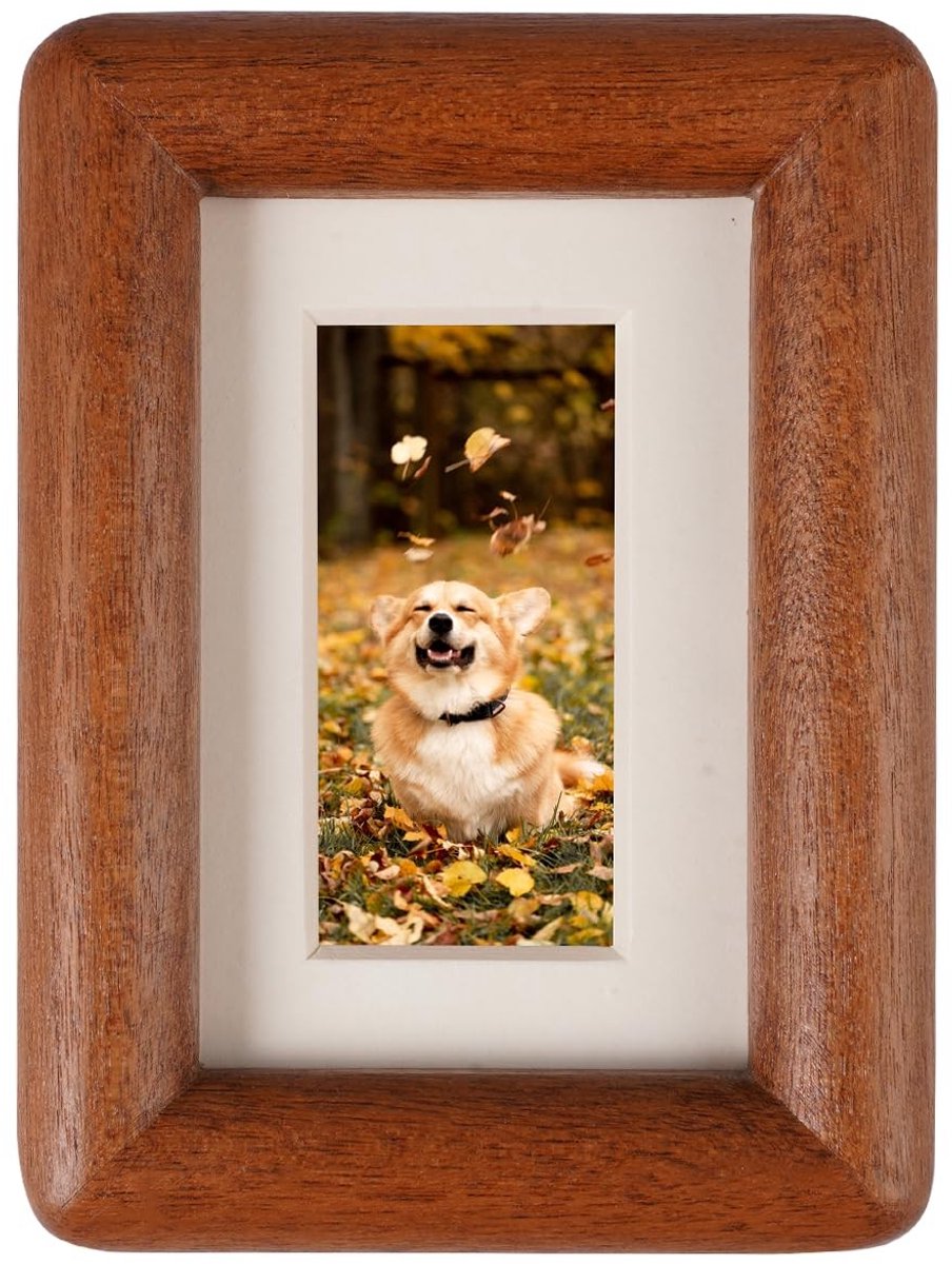 Dailygoods - Houten Fotolijst van Natuurlijke Hout 10x7 cm met Passe-Partout