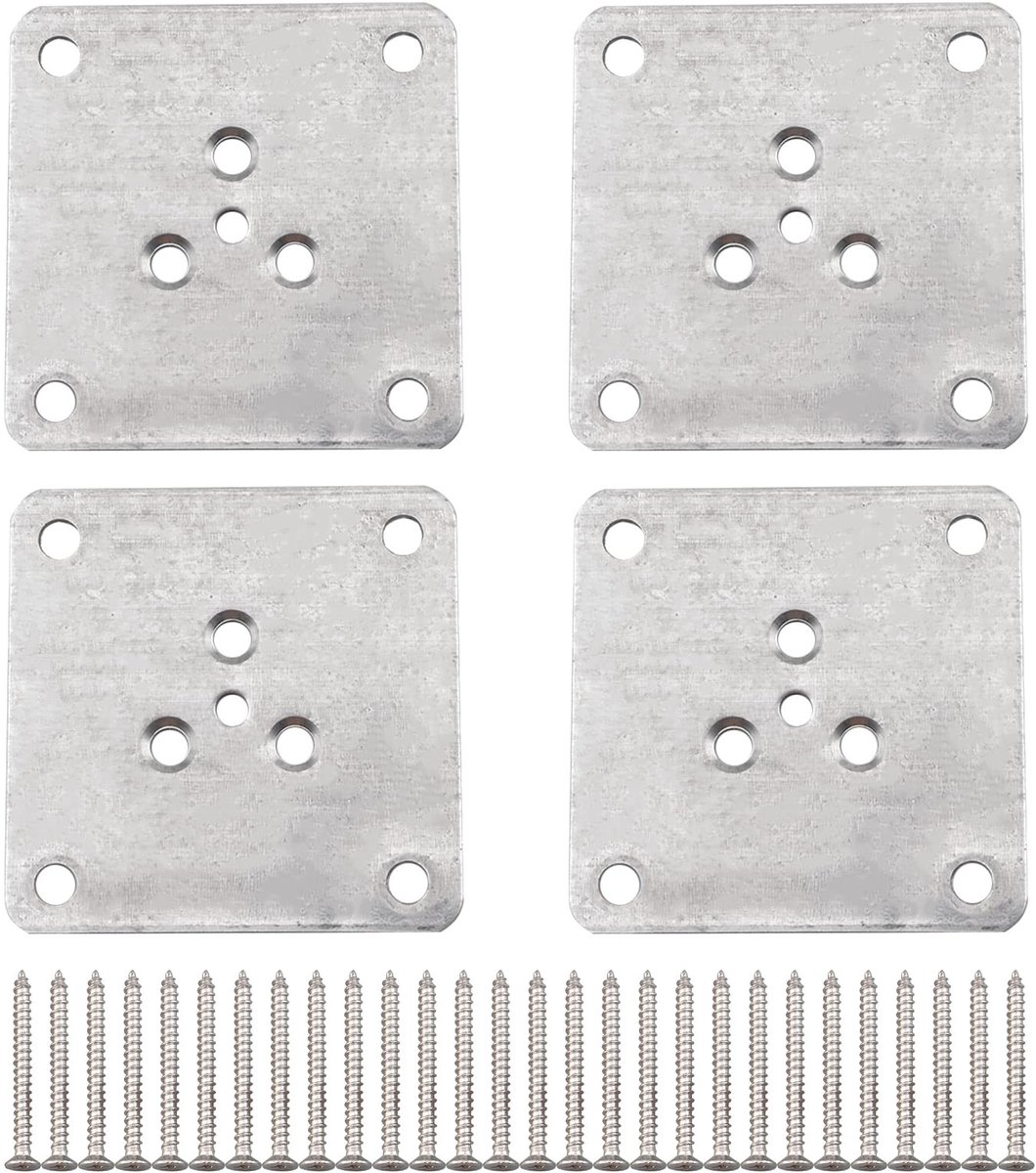 Dailygoods- Montageplaten 4 Stuks - Heavy Duty Bevestigingsplaten - Duurzaam Metaal - Antislip - Corrosiebestendig - 70x70mm Afmetingen - Meubelpootbevestiging