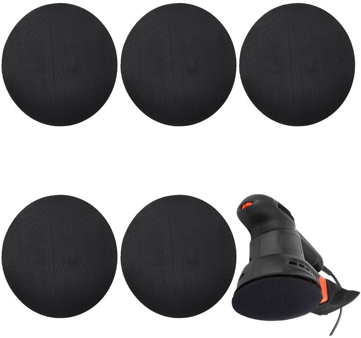 Dailygoods- Klittenbandschijven 15 cm - Set van 5 - Zelfklevend - Duurzaam nylon - Sterke grip - Geschikt voor slijpmachines - Schuurpads