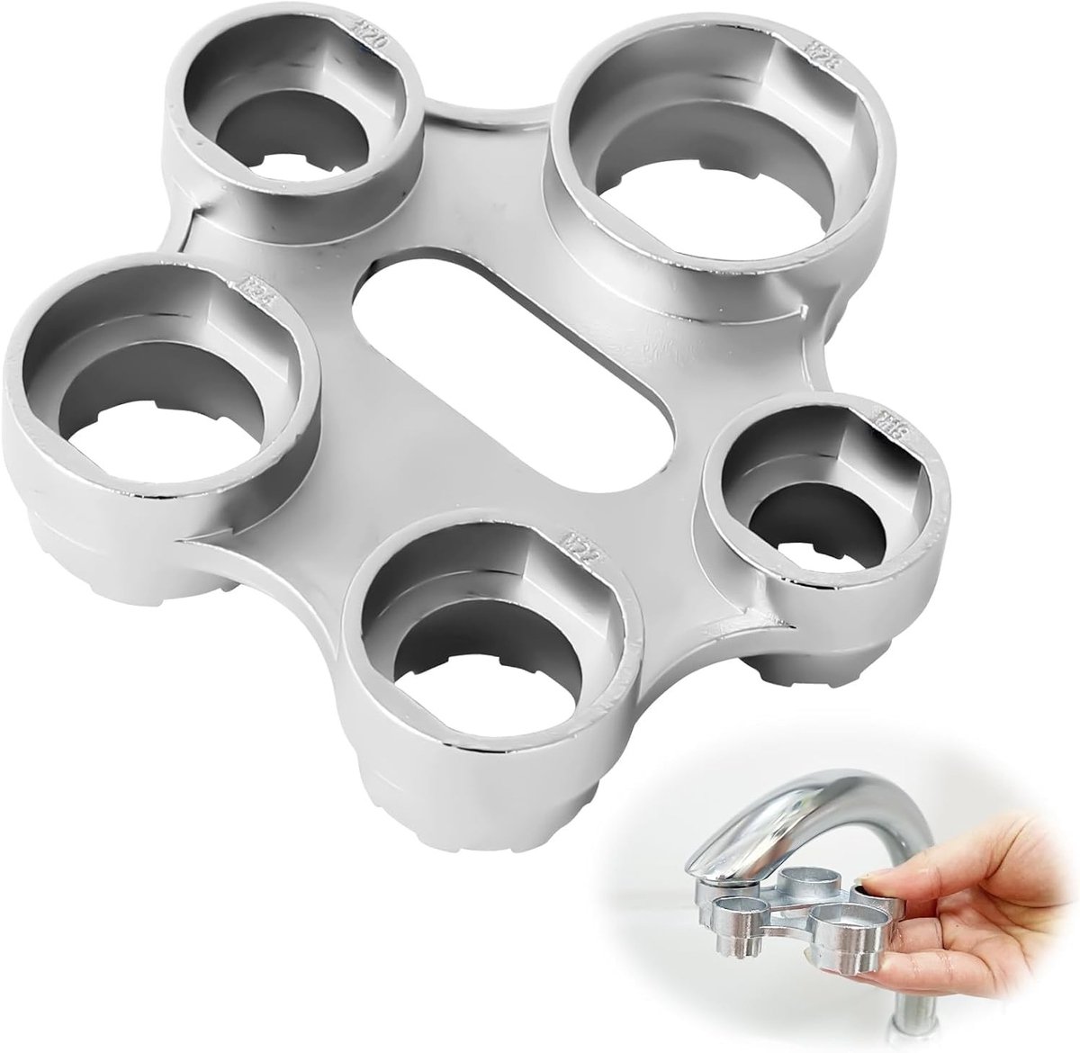 Dailygoods- Kraansleutel Vijf-in-één - Bubbelbeluchtingssleutel - Werkbesparend - Duurzaam - Nauwkeurige Pasvorm - Geschikt voor Keuken- en Wastafelkraan
