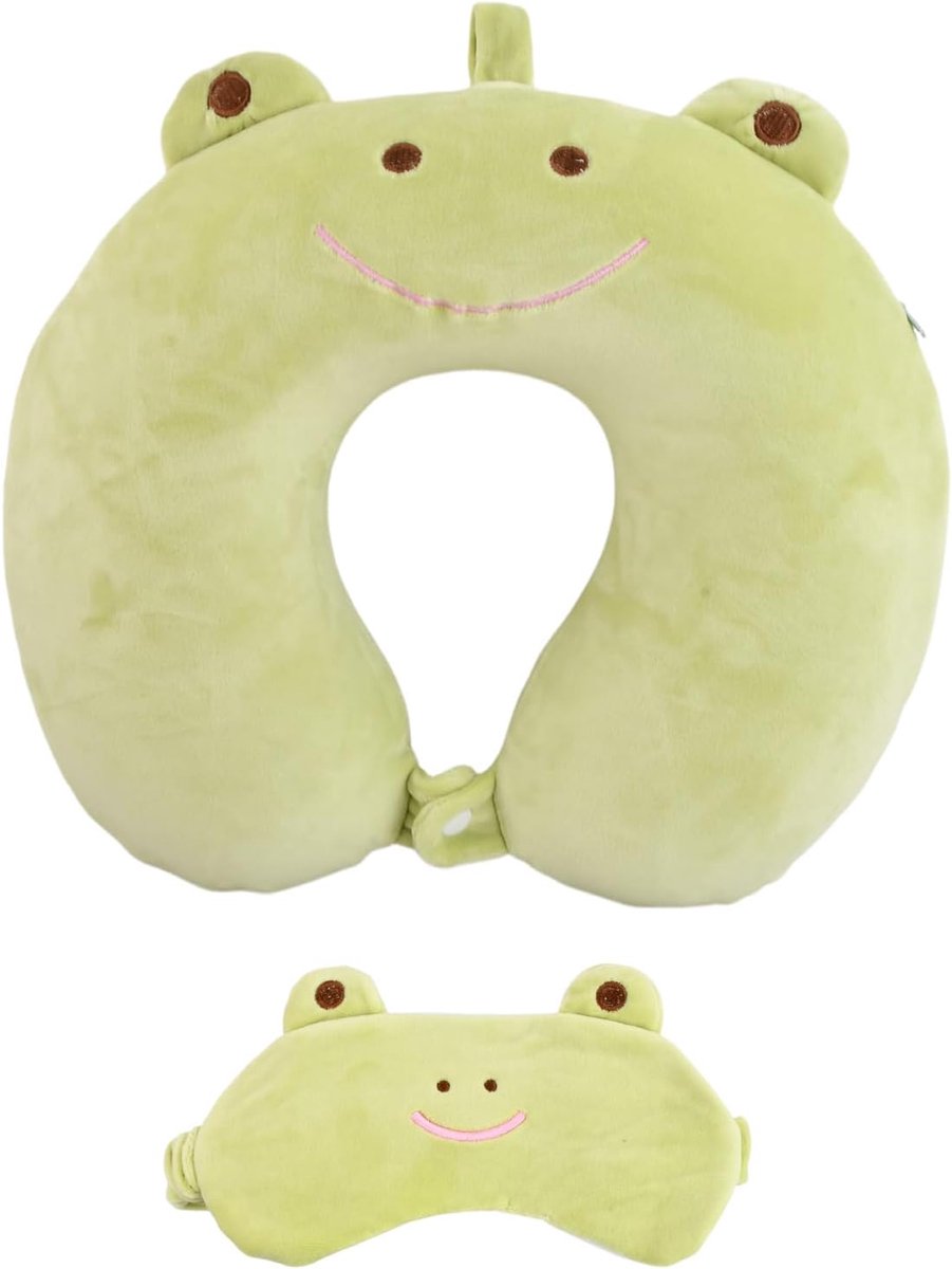 Thijox - Nekkussen voor Kinderen - Ergonomisch Reiskussen met Traagschuim - Ultrazacht en Wasbaar - Schattig Cartoon Design - Inclusief Slaapmasker -