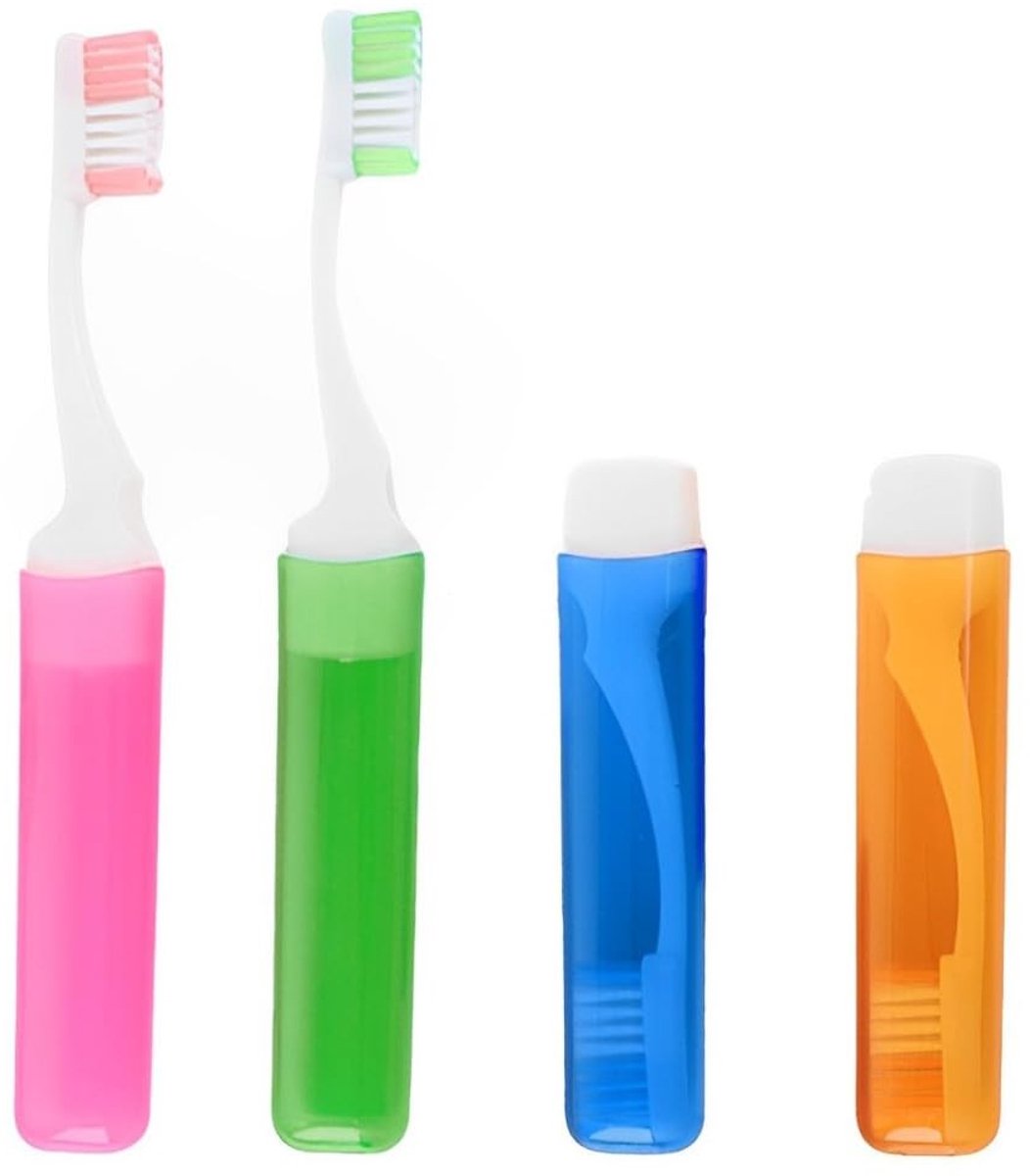 Dailygoods- Reis Tandenborstel - 4 Stuks - Opvouwbaar - Zachte Haren - Voor Kinderen/Volwassenen - Hoogwaardig PP-Plastic