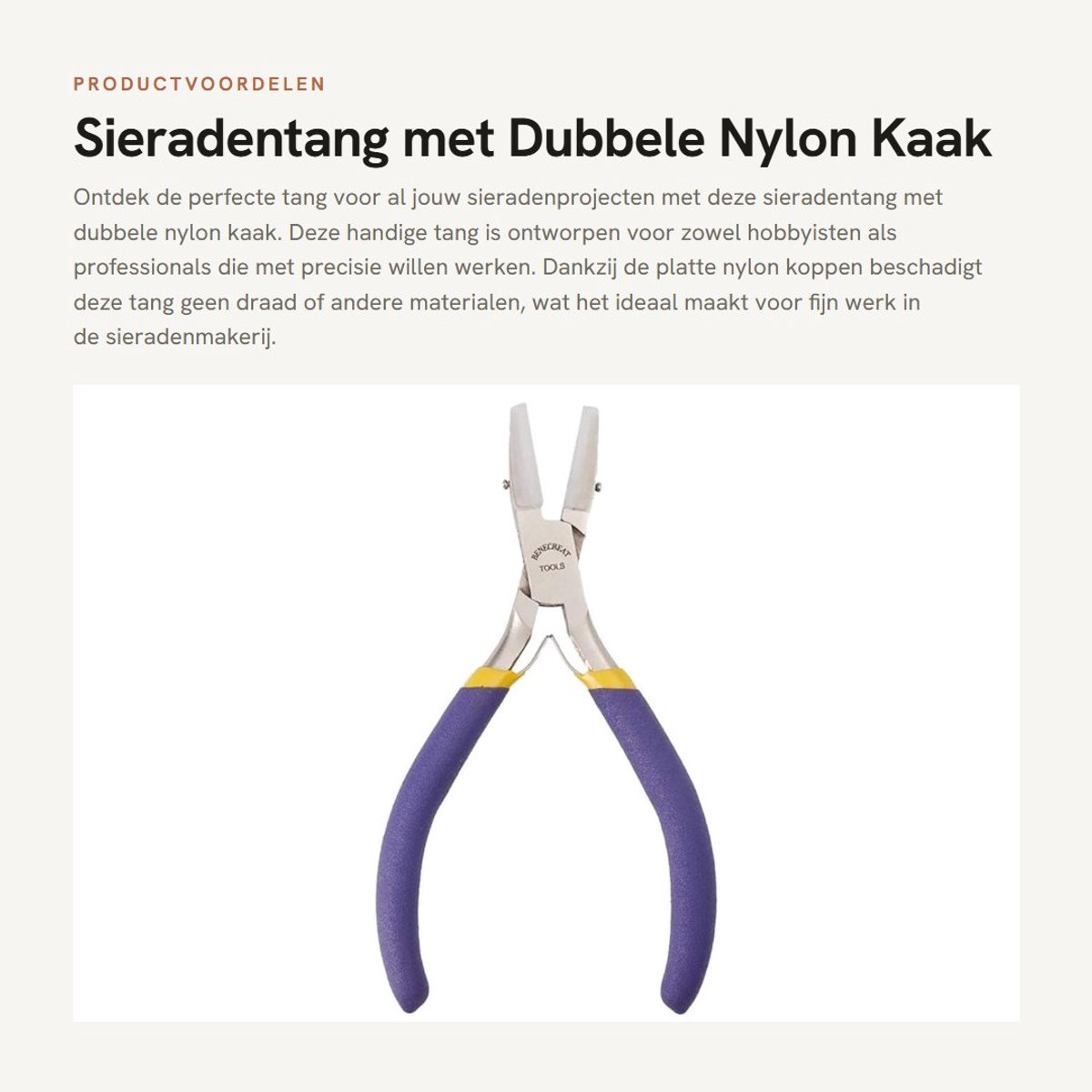 Dailygoods- Sieradentang Dubbele Nylon Kaken - Gereedschap voor Knutselen - Antislip Handgreep - 135 mm Lang - Precisiewerk - Robuuste Constructie - Knutselgereedschap