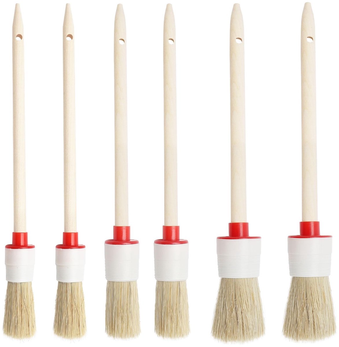 Dailygoods- Penselen Set van 6 Professioneel - Ronde Verfkwasten - Houten Borstels - 20/25/30 mm - Voor Schilderen van Muren - Geschikt voor Thuisgebruik