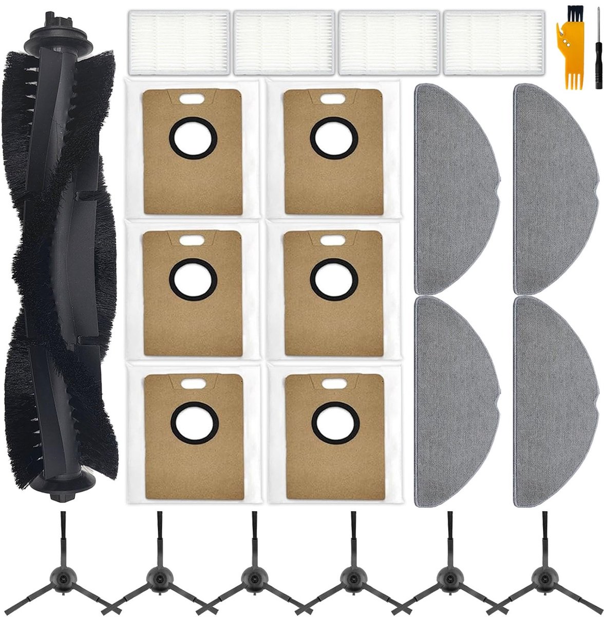 Dailygoods- Accessoiresset 21-delig - Hoofdborstel - Filters - Doekjes - Stofzuigerzakken - Zijborstels - Compatibel met Tapo RV20/RV30 - Stofzuigeraccessoires