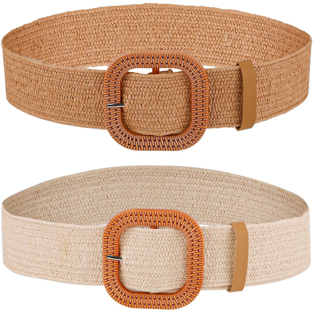 Dailygoods- Tailleriem 2 Stuks - Gevlochten Riem - Elastische Riem - Bohemian Stijl - 98 cm Lang - 4,5 cm Breed - Duurzaam Materiaal