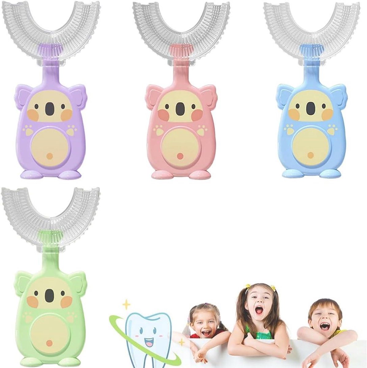 Kinder Tandenborstels - Baby Borstel - Dagelijkse Mondverzorging - Zachte Siliconen Kop - 4 Stuks - Meerdere Kleuren
