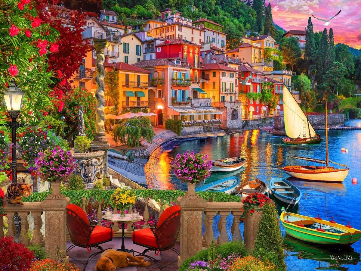 Puzzel 550 Stukjes - Italiaans Comomeer Landschap - Uitdagend Legpuzzel