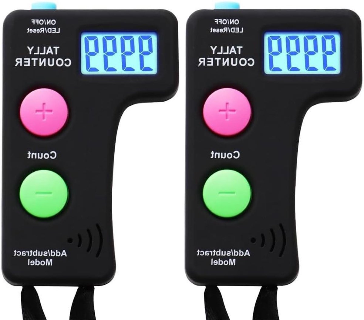 Digitale Hand Tally - Elektronische Teller - Activiteiten Tellen - Stel Geluid In - 2 Stuks - Grijs