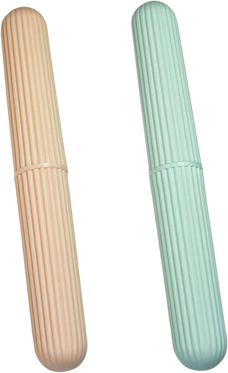 Tandenborstel Hoesjes - Beschermers Set - Reizen en Opslag - Waterdicht en Duurzaam - 22 cm Lengte - Roze Mintgroen