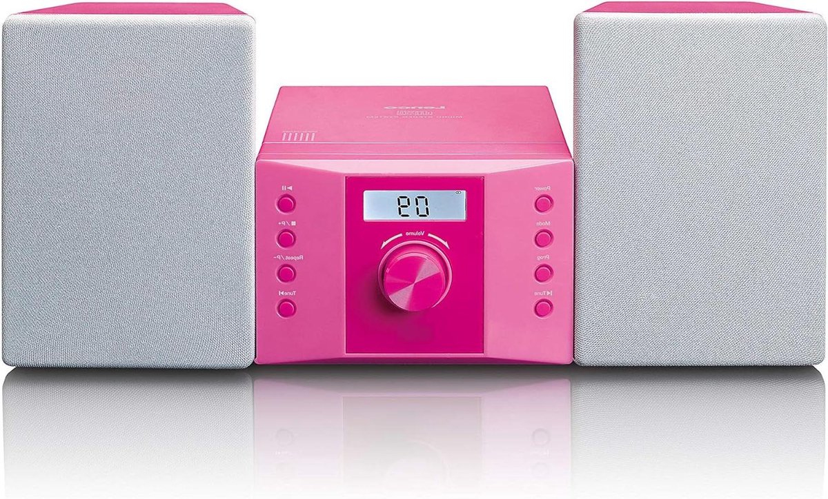 Compact Stereo Systeem - Muziekspeler Kinderen - Muziek Luisteren - Inclusief Stickers - 2 x 2W RMS - Roze